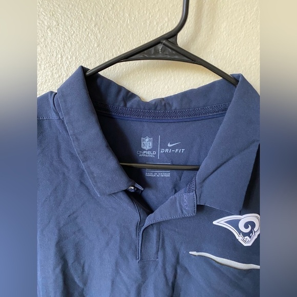 Nike Men’s Dri-Fit Polo Navy Shirt Size XL LA Rams NFL Onfield Apparel Top - Picture 3 of 10